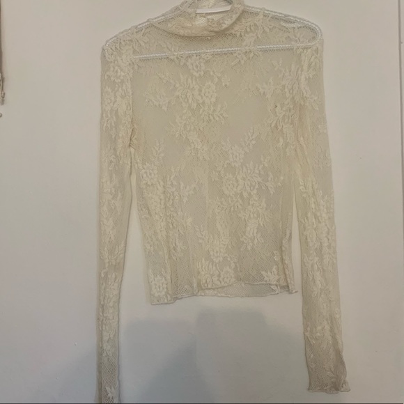 FREE PEOPLE lace long sleeve turtleneck - Picture 3 of 6